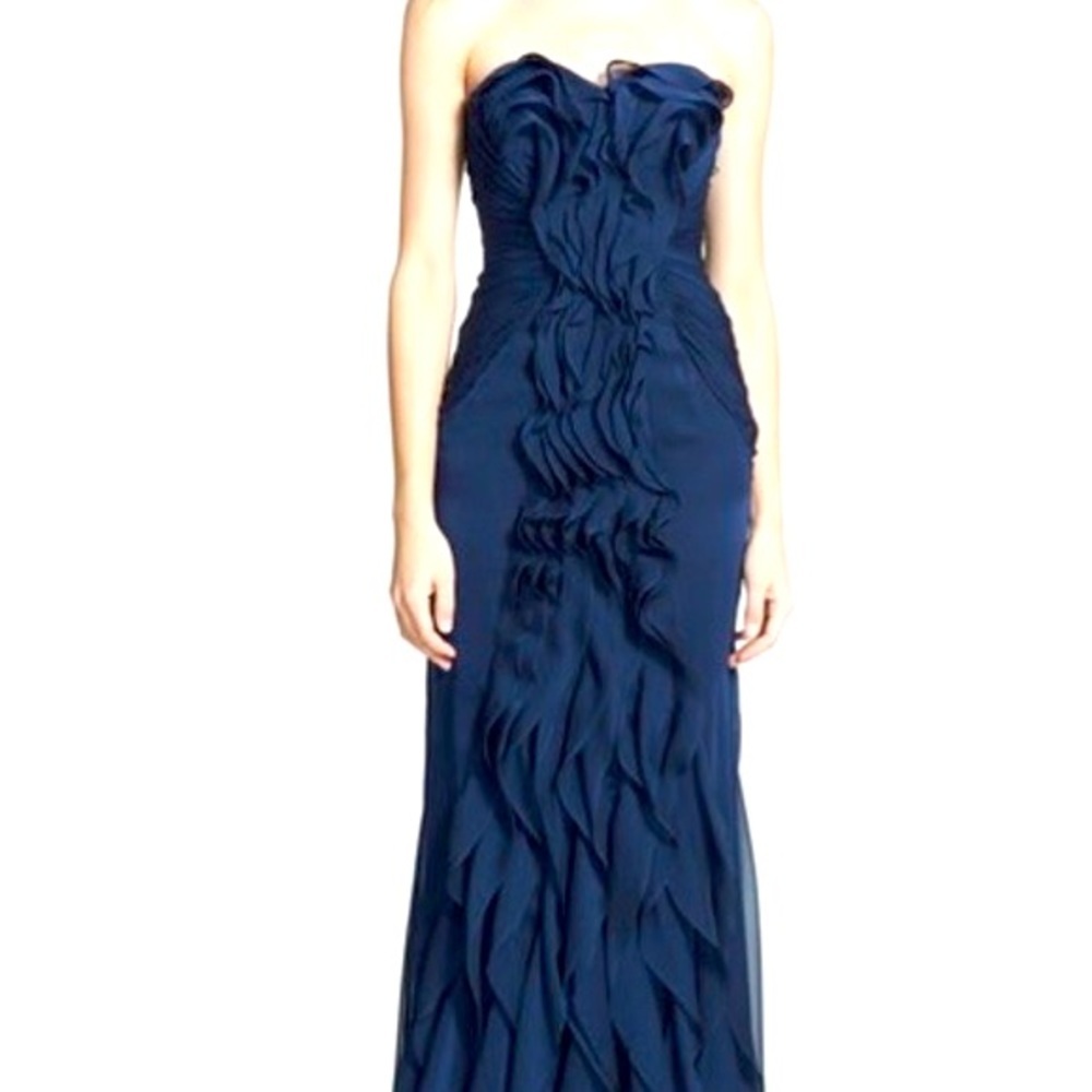 Adrianna Papell Ruffled Chiffon Dress Maxi Dress Size 8